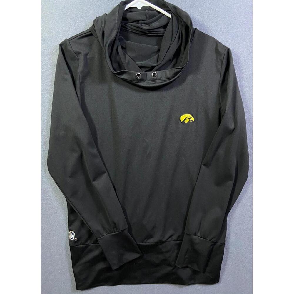 Crable Iowa Hawkeyes Football Women's Funnel Neck Drawstring Pullover Top XL EUC